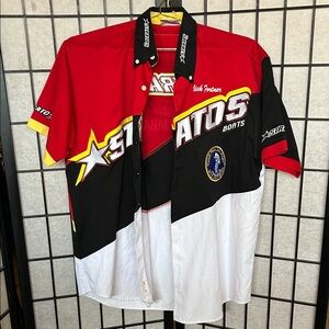 Stratos Boats Men's Red, Black, and White Casual Shirt